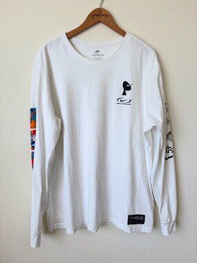 Nike Worldwide Shirt Mens XXL White Graphic Long Sleeve Globe Logo Streetwear